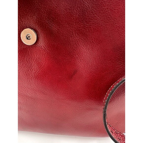 Vintage Fossil Red Genuine Leather Bucket Shoulder Purse Bag - Picture 10 of 10